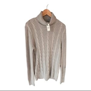 $79 Express Turtle Neck Cable Knit Sweater Sz Small Womens Gray Long Sleeve New